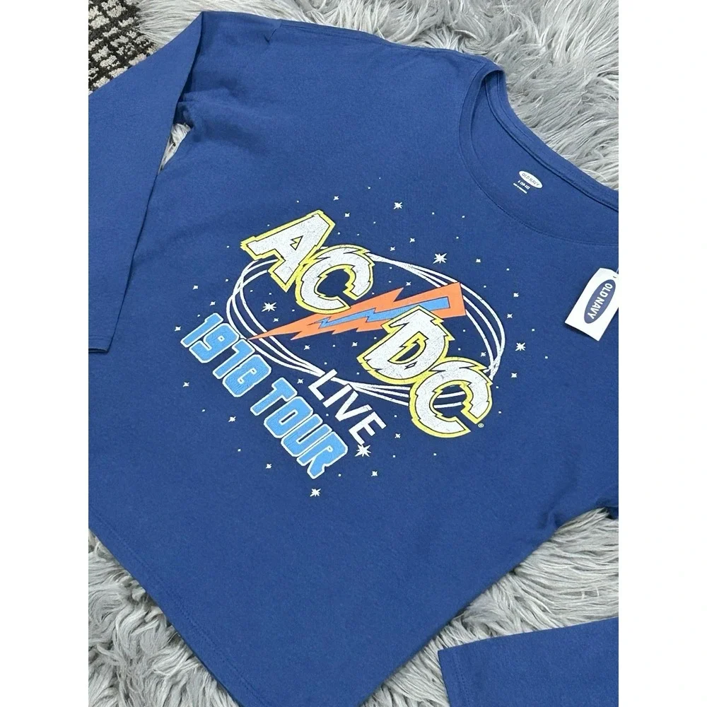 Old Navy AC/DC Graphic‎ Long Sleeve Navy Top Size 10/12 NWT